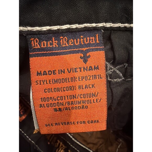 Rock Revival ELIAS Straight Black Jeans Mens 38 CUSTOM WAIST (See Measurements) - Picture 8 of 14